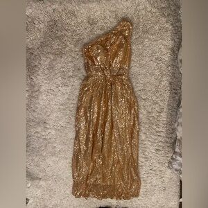 Gold Sequin Strapless Dress